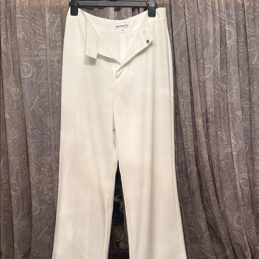 Reformation White Straight Leg Pants